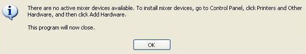 error There are no active mixer devices available